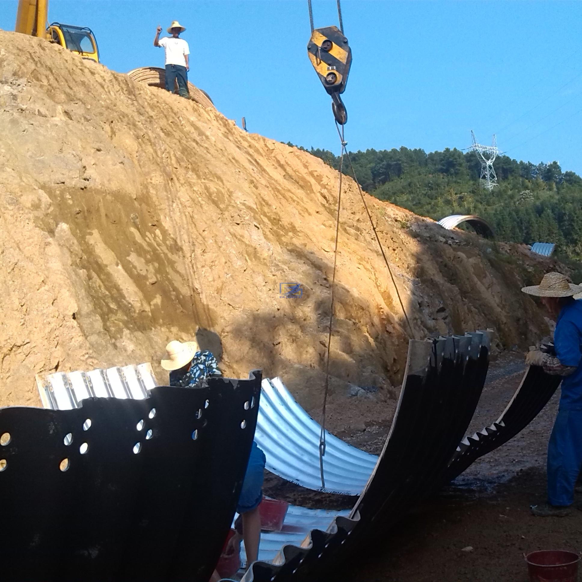 backfill the 150mmX50mm  corrugated steel culvert pipe in the road project